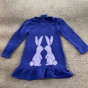 Almost New Adorable Gymboree Lavender Bunny Purple Sweater Dress- Size 3T